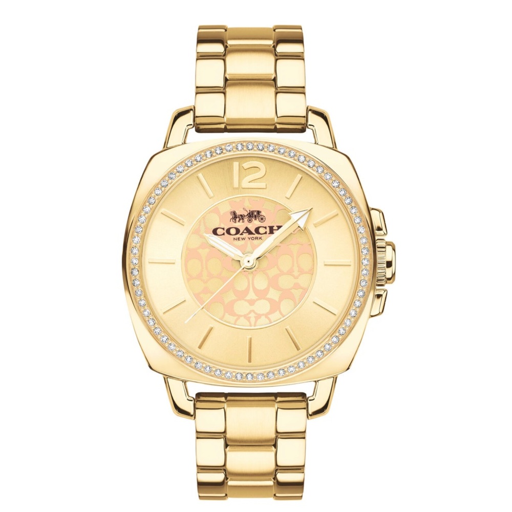 New Coach Women’s Boyfriend Gold Finish 34mm Crystal Dial Watch 14503141